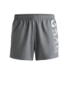 Hugo Boss Fully Lined Swim Shorts With Vertical Logo In Grey