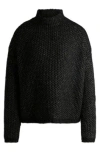 Hugo Boss Funnel-neck Sweater With Rice-corn Structure In Black