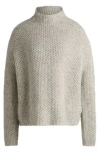 Hugo Boss Funnel-neck Sweater With Rice-corn Structure In Grey