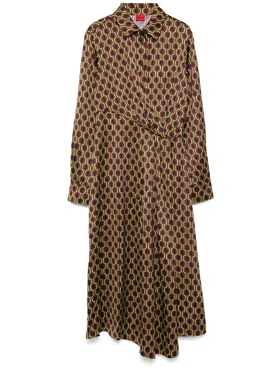 Hugo Boss Geometric-pattern Midi Dress In Purple