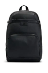 Hugo Boss Grained Faux-leather Backpack With Stacked Logo Trim In Black