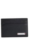 Hugo Boss Grained-leather Card Holder With Logo Plate In Black