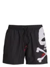 Hugo Boss Logo-detail Swim Shorts With Seasonal Graphic Print In 黑色