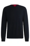 Hugo Boss Grid-pattern Regular-fit Sweater In Cotton In Dark Blue