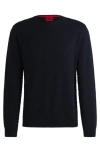 Hugo Boss Grid-pattern Regular-fit Sweater In Cotton In Blue