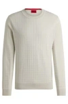 Hugo Boss Grid-pattern Regular-fit Sweater In Cotton In White