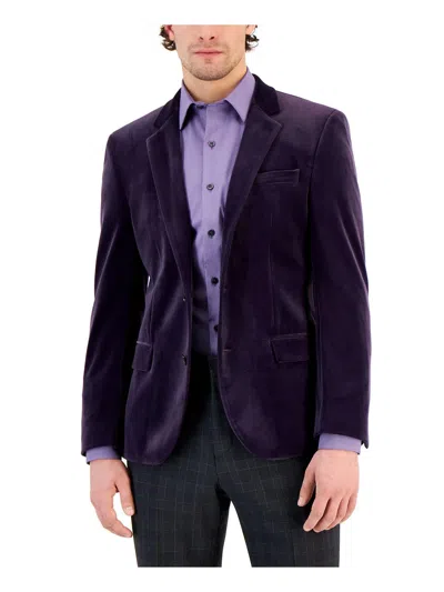 Hugo Henry231x Mens Velvet Slim Fit Two-button Blazer In Purple