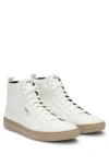 Hugo Boss High-top Trainers In Grained Faux Leather In White