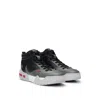 Hugo Boss High-top Trainers With Faux Leather And Mesh In Grey