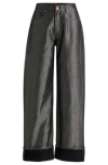 Hugo Boss High-waisted Jeans In Metallic-effect Rigid Denim In Silver