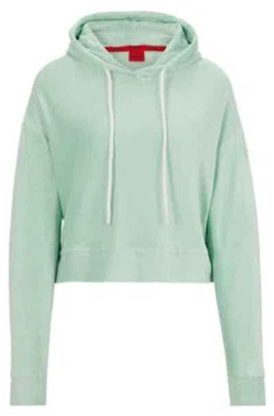 Hugo Hoodie In Terry Fabric With Handwritten Logo In Green