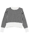 Hugo Boss Cotton-blend Oversized-fit Sweater With Houndstooth Motif In Black