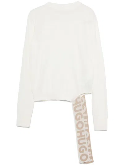 Hugo Boss Intarsia-logo Sweater In White