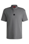 Hugo Boss Interlock-cotton Polo Shirt With Stacked Logo In Grey
