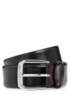 Hugo Boss Italian-leather Belt With Branded Buckle In Black
