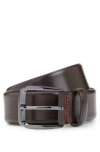 Hugo Boss Italian-leather Belt With Branded Buckle In Dark Brown