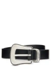 Hugo Boss Italian-leather Belt With Branded Keeper In Black