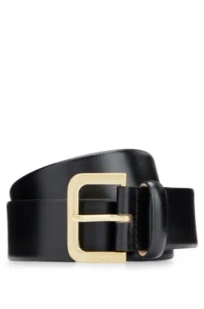 Hugo Boss Italian-leather Belt With Engraved Pin Buckle In Black