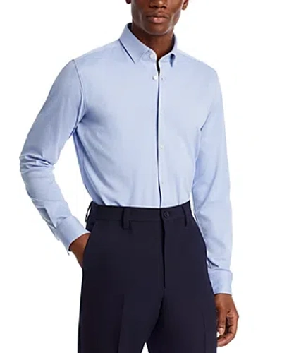 Hugo Kenno Cotton Printed Slim Fit Dress Shirt In Light Pastel Blue