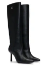 Hugo Boss Knee-high Boots In Nappa Leather With Stacked Logo In Black