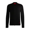 Hugo Boss Knitted-cotton Bomber-style Cardigan With Red Logo Label In Black