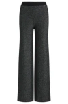 Hugo Boss Knitted Straight-leg Trousers In Sequinned Yarns In Black