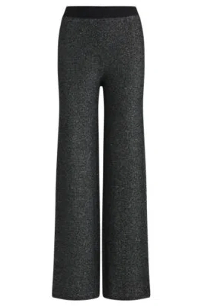Hugo Boss Knitted Straight-leg Trousers In Sequinned Yarns In Black