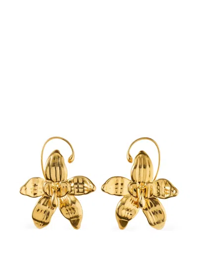 Hugo Kreit Flower-motif Earrings In Gold