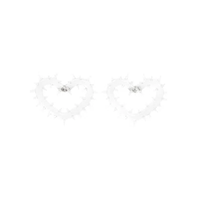 Hugo Kreit Clear Spiky Heart Hoops Earrings In Beige