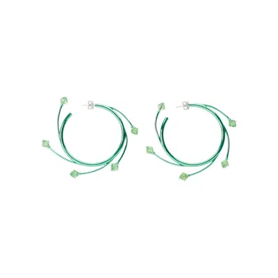 Hugo Kreit Vortex Hoops Mint Brass Earrings In Green