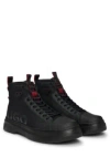 Hugo Boss Lace-up Boots With Gloss-effect Logo In Black