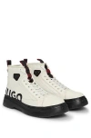 Hugo Boss Lace-up Boots With Gloss-effect Logo In White