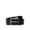 Hugo Boss Leather Belt With Logo-stamped Keeper In Black