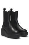 Hugo Boss Leather Chelsea-style Boots With Wedge Sole In Black