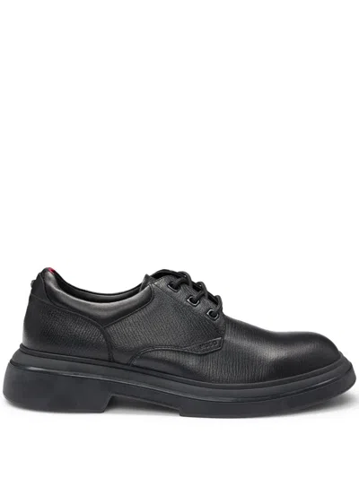Hugo Boss Leather Derby Shoes In Black