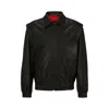 Hugo Boss Leather Jacket With Detachable Sleeves And Stud Artwork In Black