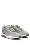 Hugo Leather Lace-up Trainers With Mesh Trims In Beige