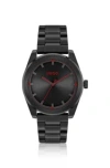 HUGO LINK-BRACELET WATCH WITH BRUSHED BLACK DIAL MEN'S WATCHES