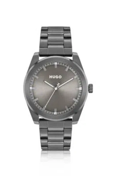 HUGO LINK-BRACELET WATCH WITH BRUSHED GRAY DIAL MEN'S WATCHES