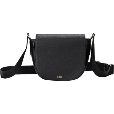 Hugo Boss Hugo Liriel Flap Faux Leather Crossbody Bag In Black