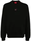 Hugo Boss Cotton-terry Regular-fit Sweatshirt With Logo Trim In Black