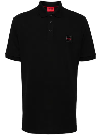 Hugo Boss Logo-appliqué Cotton Polo Shirt In Black