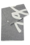 Hugo Boss Logo-detail Scarf In Wool In Grey