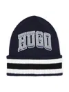 Hugo Boss Logo-embroidered Beanie In Blue