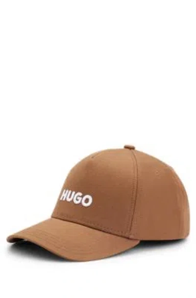 Hugo Logo-embroidered Cap In Cotton Twill In Brown