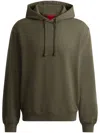 Hugo Boss Cotton-terry Relaxed-fit Hoodie With Logo Print In Green