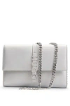 Hugo Boss Logo-lettering Clutch Bag In Laminated Faux Leather In Silver