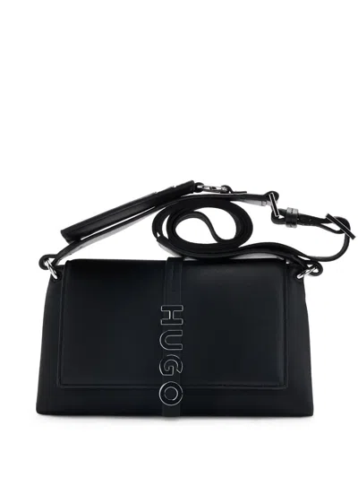 Hugo Faux-leather Crossbody Bag With Logo Hardware In Black