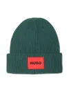 Hugo Boss Hugo Boys Green Cotton Knit Beanie Hat In Green