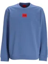 Hugo Boss Cotton-terry Regular-fit Sweatshirt With Logo Label In Blue